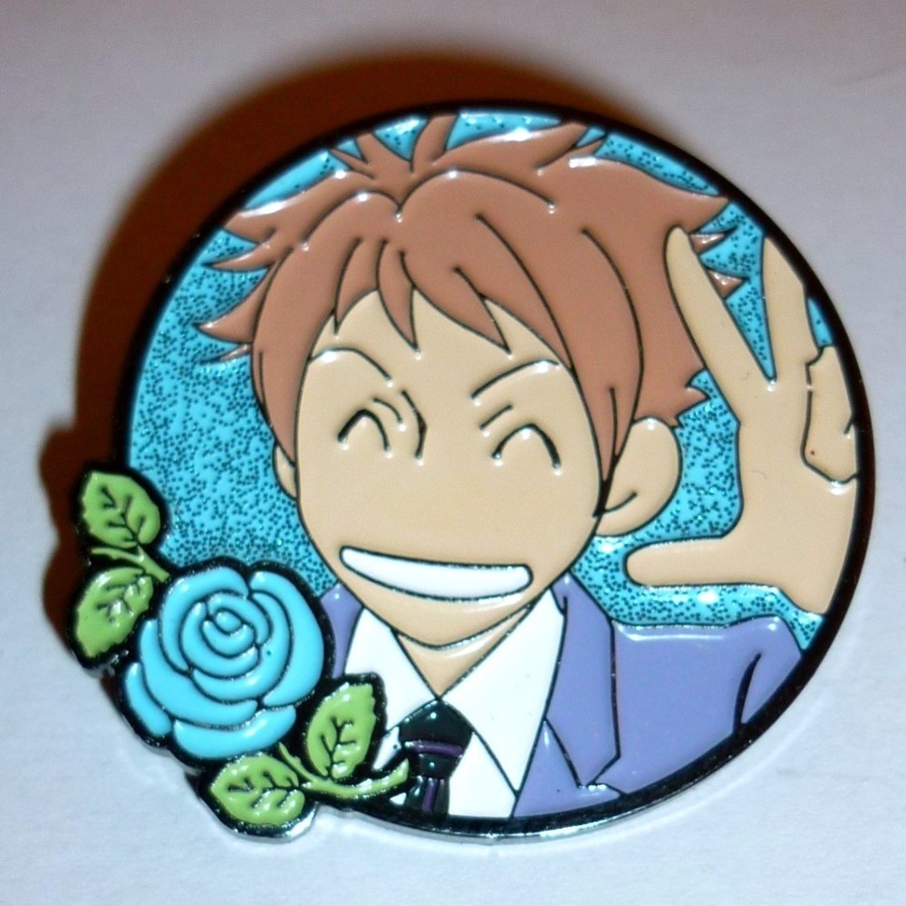 Ouran High School Host Club Kaoru Hitachiin Enamel Pin Blue Rose Anime Glitter